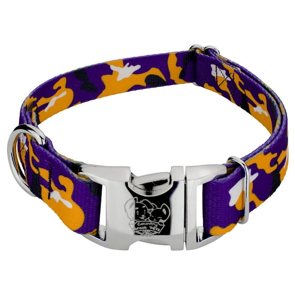 Country Brook Petz® Premium Purple and Gold Camo Dog Collar, Large