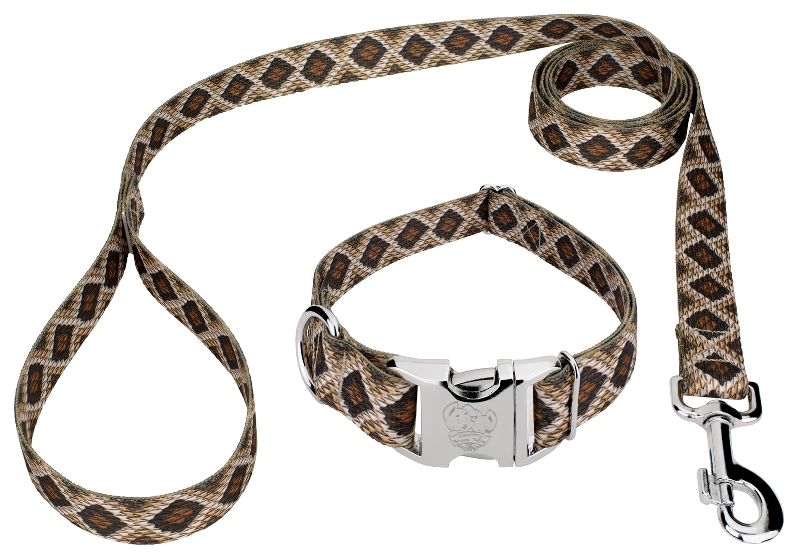 Country Brook Petz Premium Rattlesnake Dog Collar, Size: Large 1in W - Fits 16in-22in