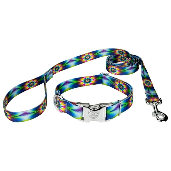 Country Brook Petz® Premium Tie Dye Flowers Dog Collar and Leash, Extra Large