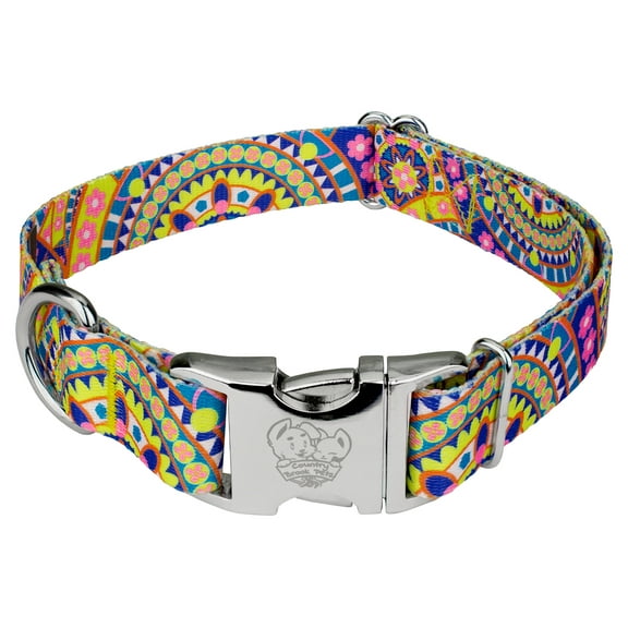 Country Brook Petz® Premium Yellow Boho Mandala Dog Collar, Large