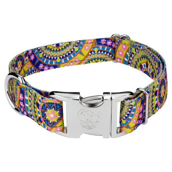 Country Brook Petz® Premium Yellow Boho Mandala Reflective Dog Collar, Medium