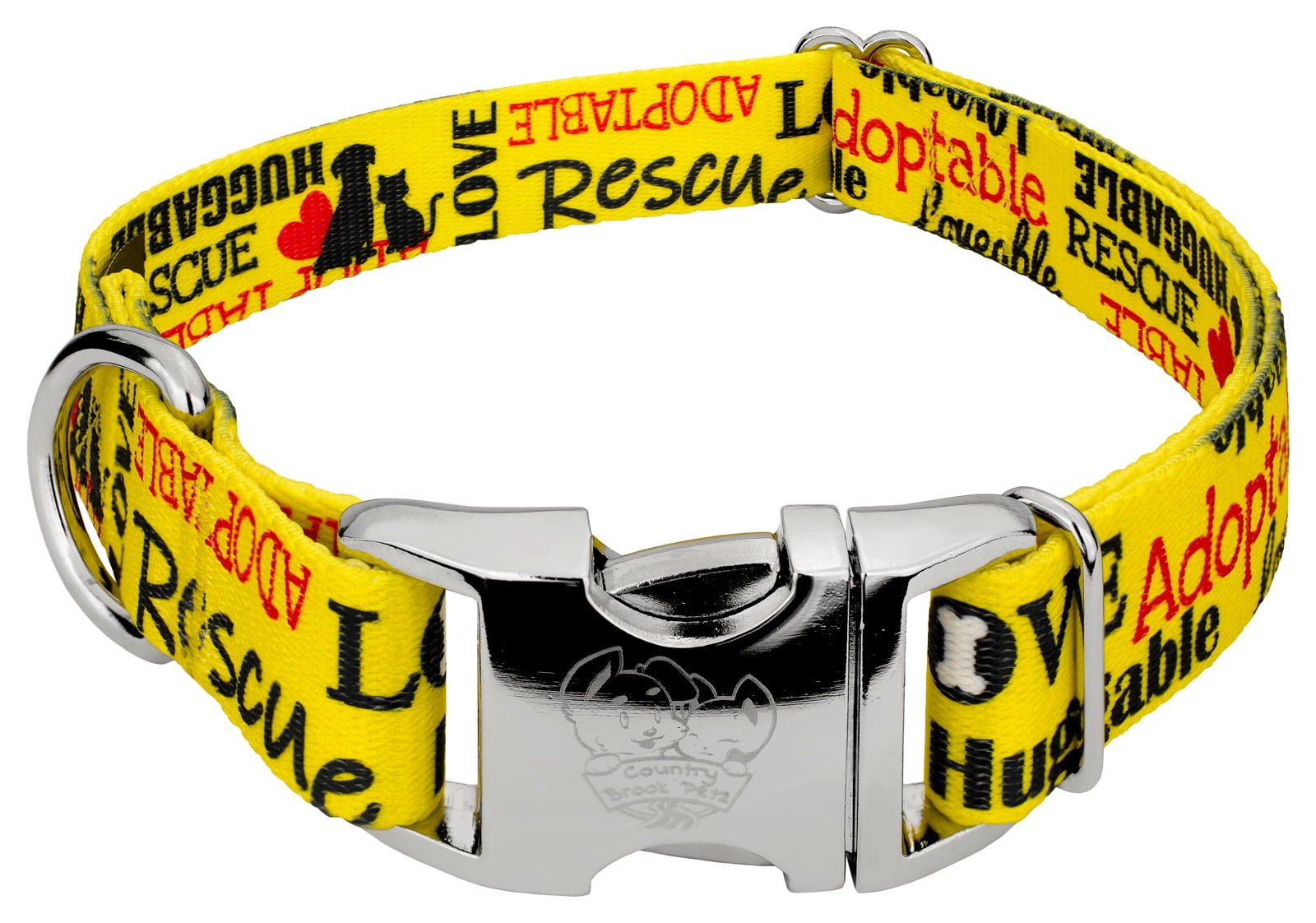 Country Brook Petz® Premium Yellow Loveable Rescue Dog Collar, Large