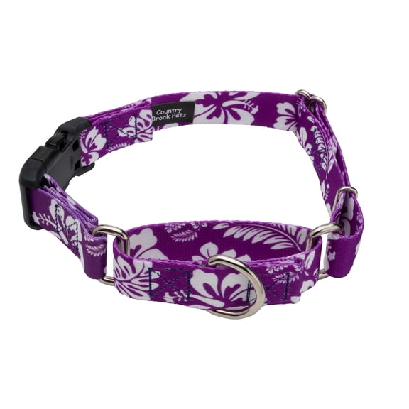 Country Brook Petz® Purple Hawaiian Martingale with Plastic Buckle, Large