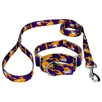 Country Brook Petz® Purple and Gold Camo Martingale Dog Collar and Leash Limited Edition, 2XS