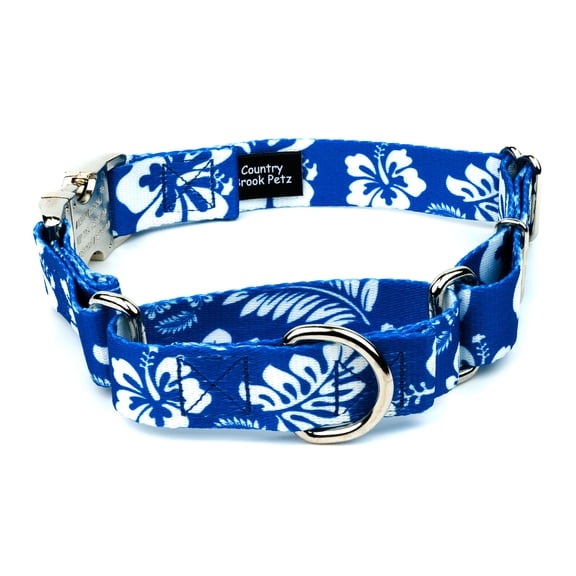 Country Brook Petz® Royal Blue Hawaiian Martingale with Premium Buckle, Medium