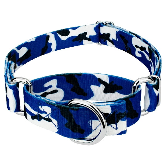 Country Brook Petz® Royal Blue and White Camo Martingale Dog Collar, Small