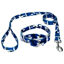 Country Brook Petz® Royal Blue and White Camo Martingale Dog Collar and Leash, 2XS