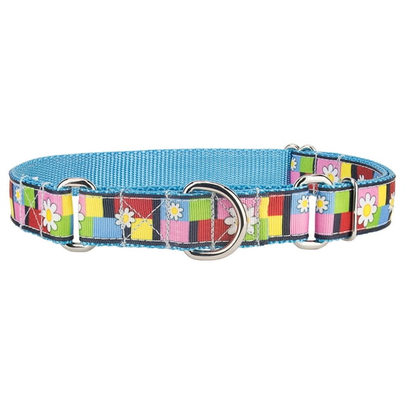 Country Brook PetzĀ® Spring Daisies Ribbon on Ice Blue Martingale Collar, Medium