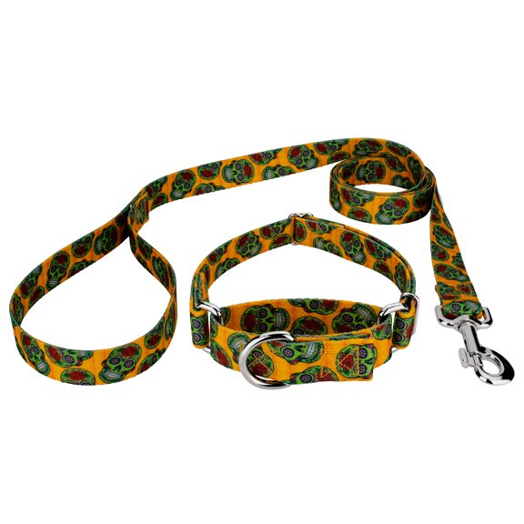 Country Brook Petz® Sugar Skulls Martingale Dog Collar and Leash, Extra Small