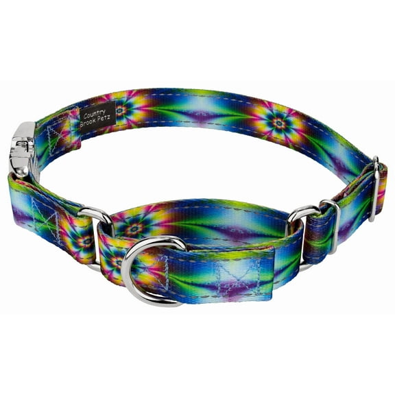 Country Brook Petz® Tie Dye Flowers Reflective Martingale Dog Collar With Premium Buckle, Extra Large