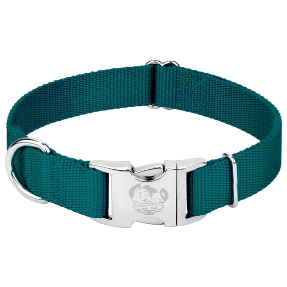 Country Brook Petz® Vibrant 10 Color Selection - Medium Premium Nylon Dog Collar - 1 inch Wide - Teal
