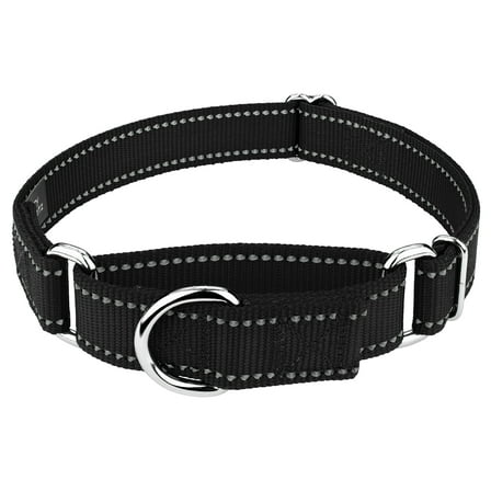 Country Brook Petz® Black Reflective Nylon Martingale Dog Collar, Medium