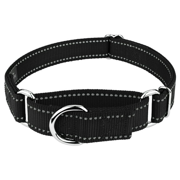 Country Brook Petz® Black Reflective Nylon Martingale Dog Collar, Medium