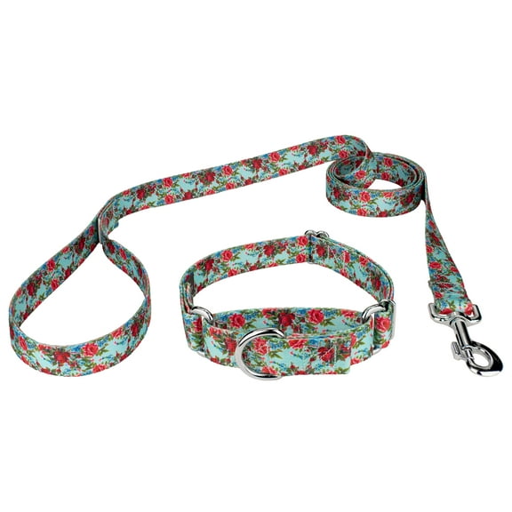 Country Brook Petz® Vintage Roses Martingale Dog Collar and Leash, Medium