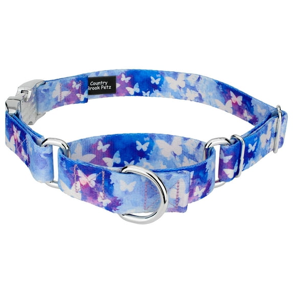Country Brook Petz® Watercolor Butterflies Martingale DogCollar w/Premium Buckle, Extra Small