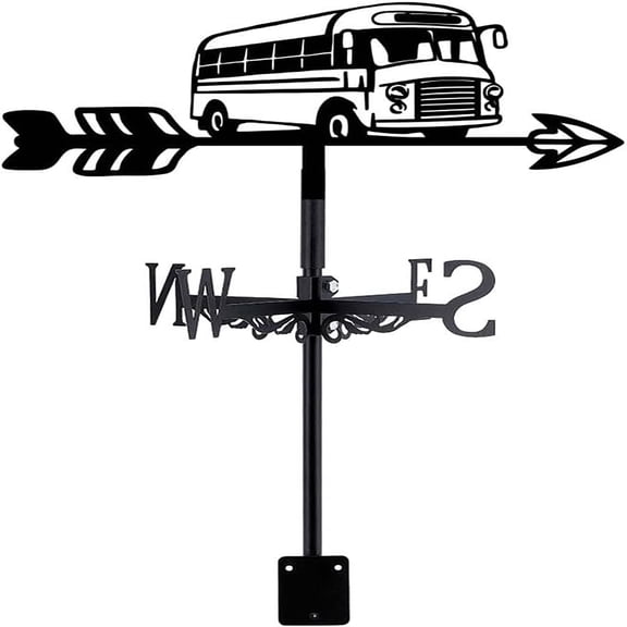 Country Bus Weather Vane Bus Weathervane Black Metal Weathercock Wind Vanes Garden Art Decor Signs Decorative Wind DirectionDIY