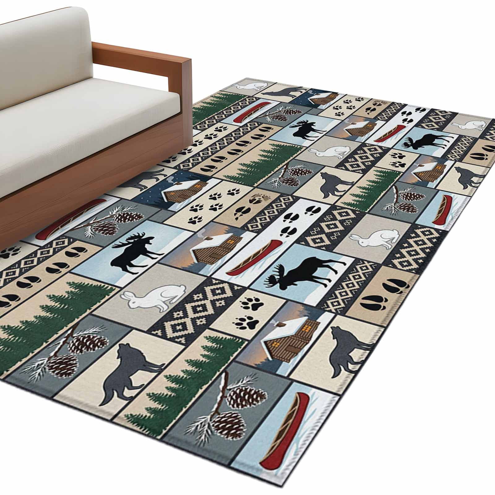 Country Cabin Kitchen Runner Rug 2.7x5 Washable Runners for Hallway Non ...