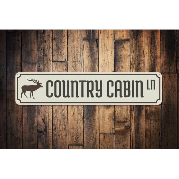 Country Cabin Ln Sign Custom Lake House Street Sign Moose Lane Sign Metal Animal Lover Lake House Decor - Cabin Decor - Size: 16 x 4 Inches