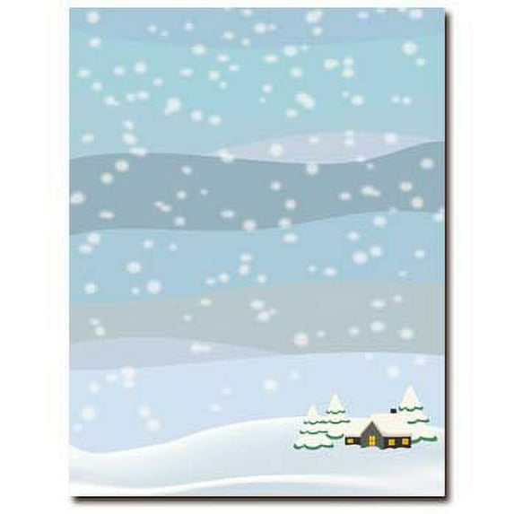 Country Cabin Winter Letterhead Laser & Inkjet Printer Paper, 25 Sheet Pack