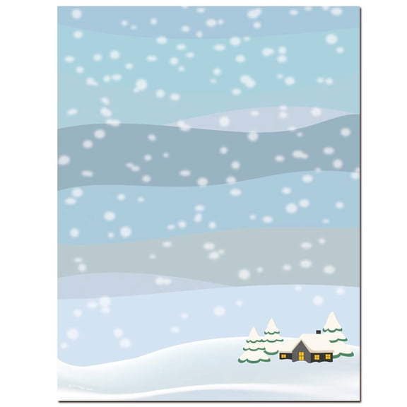Country Cabin Winter Letterhead Laser & Inkjet Printer Paper, 80 Shhet Pack
