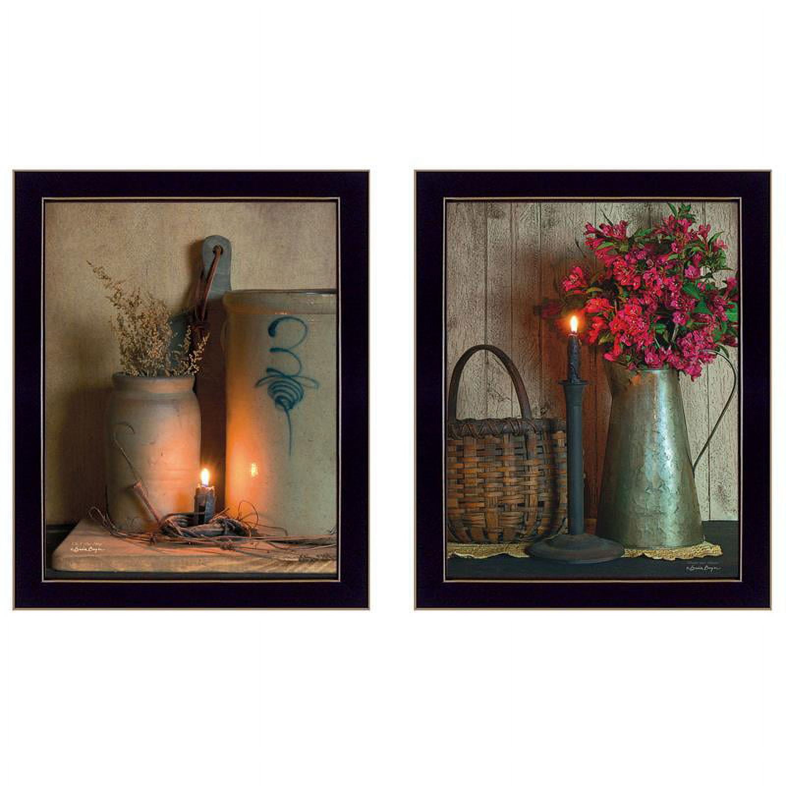 Country Candlelight Collection Black Framed Canvas Prints