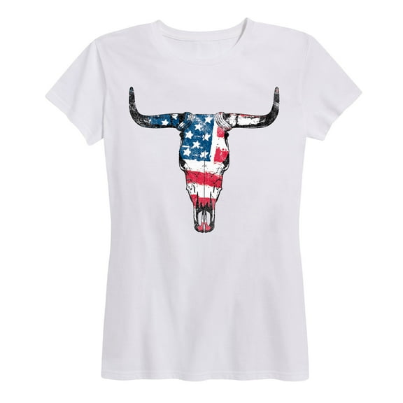 Country Casuals - American Flag ST-Shirtr Skull - Women's Short Sleeve Graphic T-Shirt