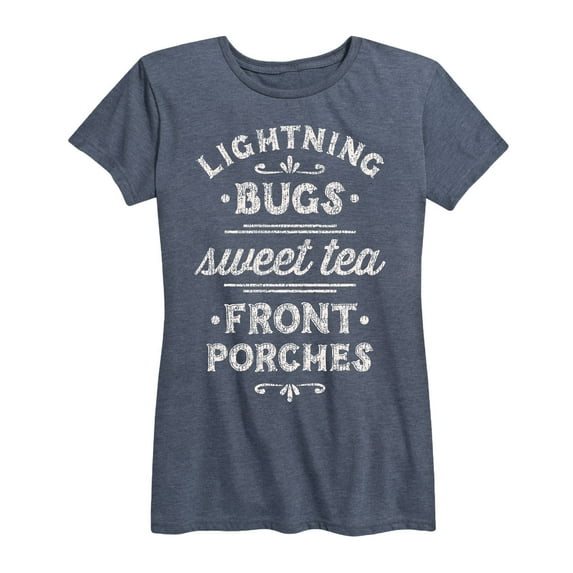 Country Casuals - Lightning Bugs Sweet Tea Front Porches - Women's Short Sleeve Graphic T-Shirt