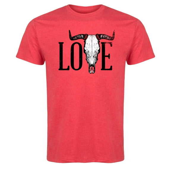 Country Casuals - Love With Cow Skull - Men's Short Sleeve Graphic T-Shirt