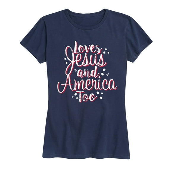 Country Casuals - Loves Jesus And America Too - Women's Short Sleeve Graphic T-Shirt