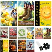 Country Charm Garden Flags (Set of 10) Double Sided 12 x 18 inch Seasonal Flags Outdoor with Anti-Wind Clip Stopper