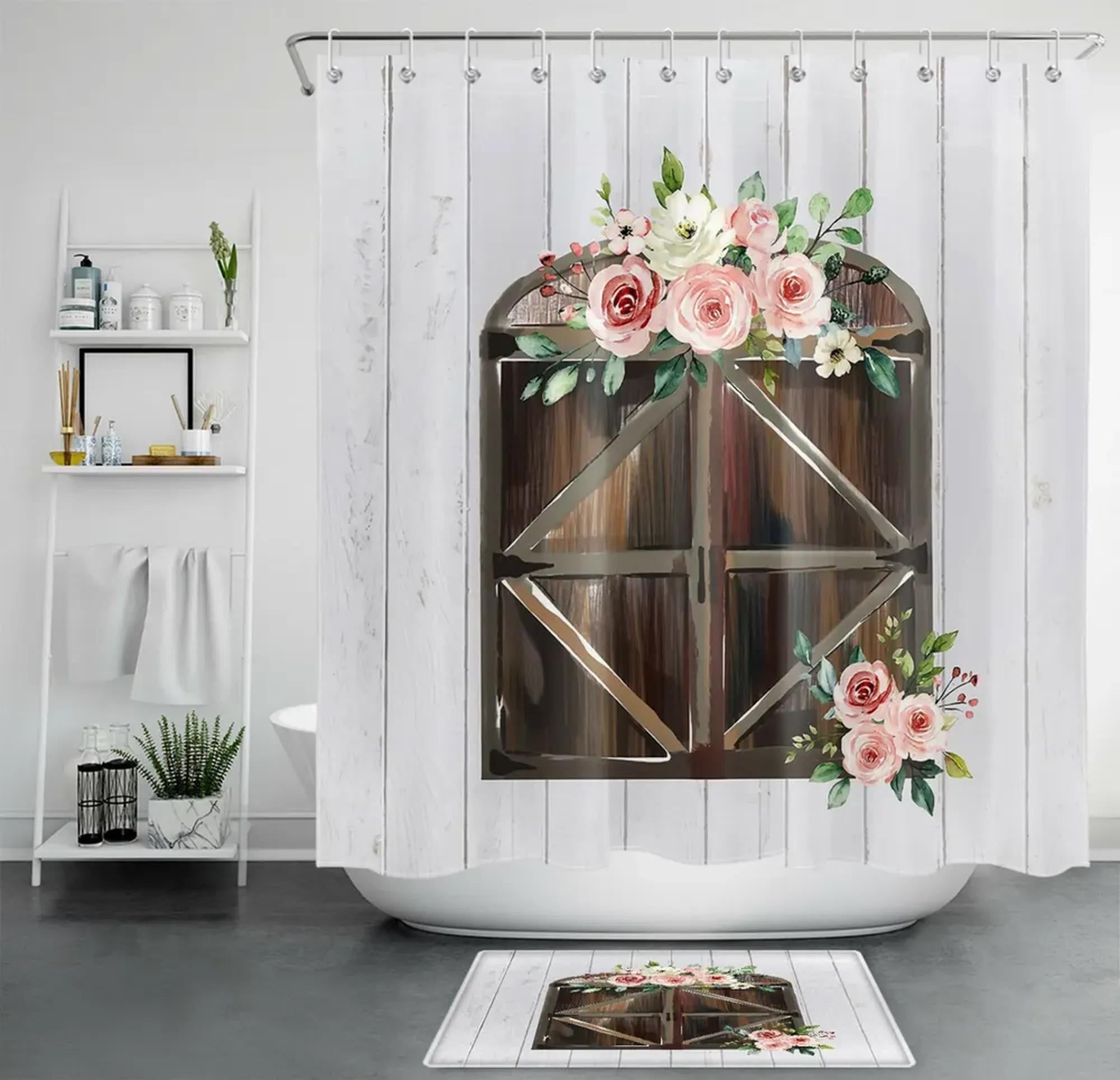 Country Charm: Rustic Farmhouse Shower Curtain Set for Cozy Barnyard Bathrooms - Walmart.com