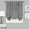 thumbnail image 1 of Country Chic Plaid Gingham Tie Up Shade Window Curtain Treatment - Black, 1 of 2