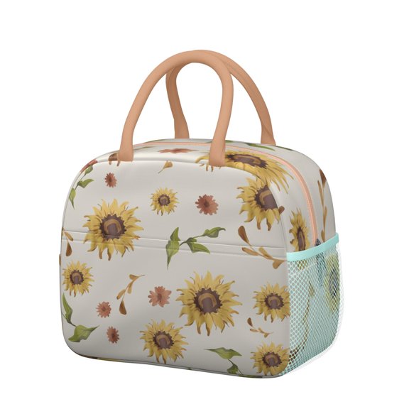 Country Chic Sunflower Lunch Tote - Reusable Insulated Lunch Bag, Leakproof & Splash-Proof, Rustic Design for Daily Use
