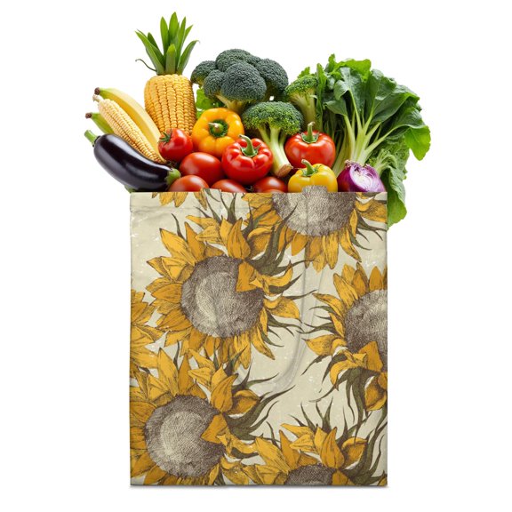 Country Chic Sunflower Print Tote Bag - Machine Washable & Eco-Friendly Reusable Shopping Bag