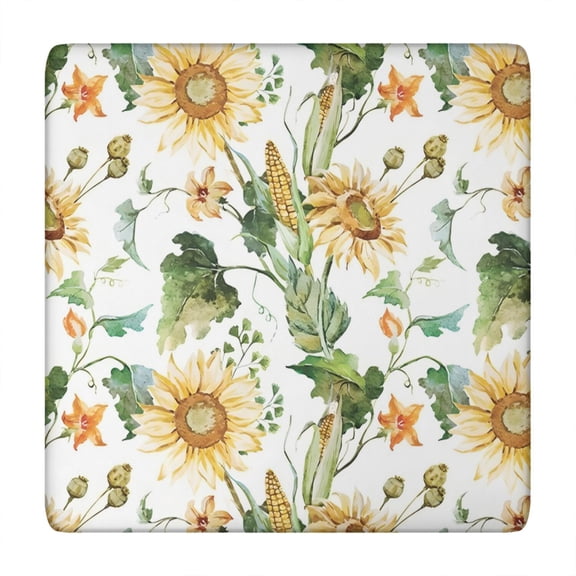 Country Chic Sunflower Table Cover - Soft Durable Washable for Square Tables (Floral Pattern)