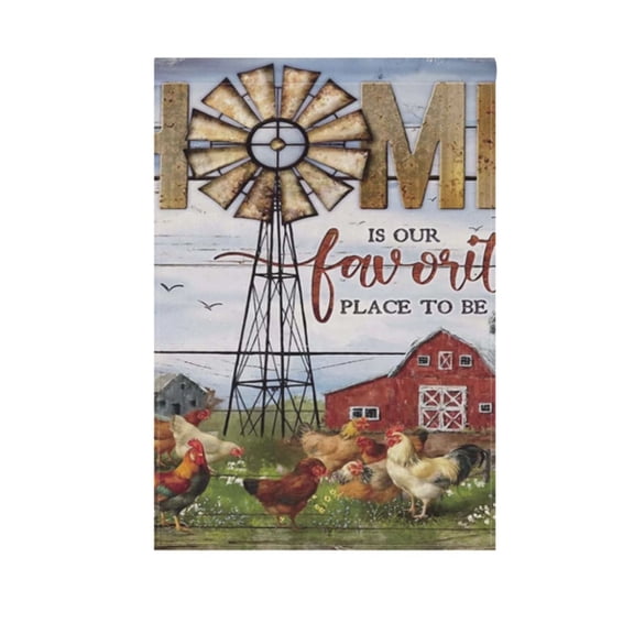 Country Chicken Garden Flag Double Sided 12 x 18/28 x 40 Inch Yard Flag Home Outdoor Yard Patio Lawn Decor