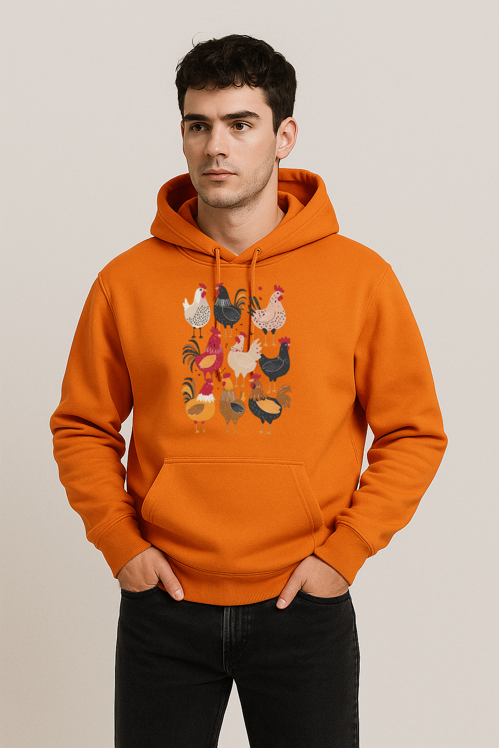 Farm Chicken Pattern Print Women Pullover Hoodie