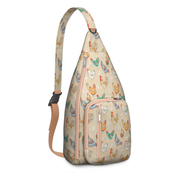 Country Chicken Sling Backpack&nbsp;– Rustic Farmhouse Crossbody Shoulder Bag, Lightweight Travel & Hiking Pack