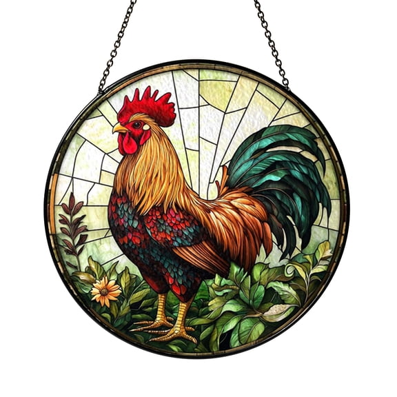 Country Chicken Window Decor – Faux Stained Glass