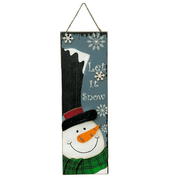 Country Christmas 18-inch Let it Snow Snowman Wooden Wall Art