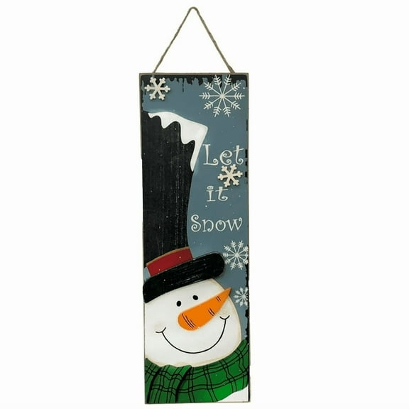 Country Christmas 18-inch Let it Snow Snowman Wooden Wall Art