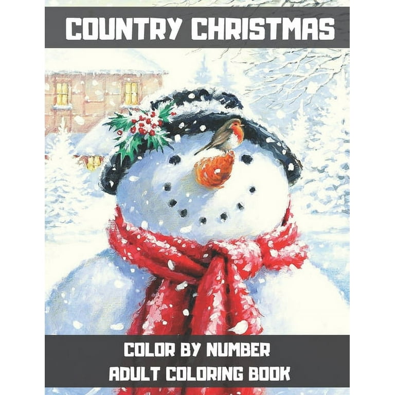 Country Christmas Color By Number Adult Coloring Book: Mosaic