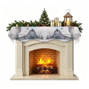 Country Christmas Fireplace Mantel Scarf, Decorative Mantel Runner for Fireplace, Winter Xmas Tree Snowflake Farmhouse Scarf Drape Tablerunner for Living Room, Holiday Christmas Decor 60''x17''