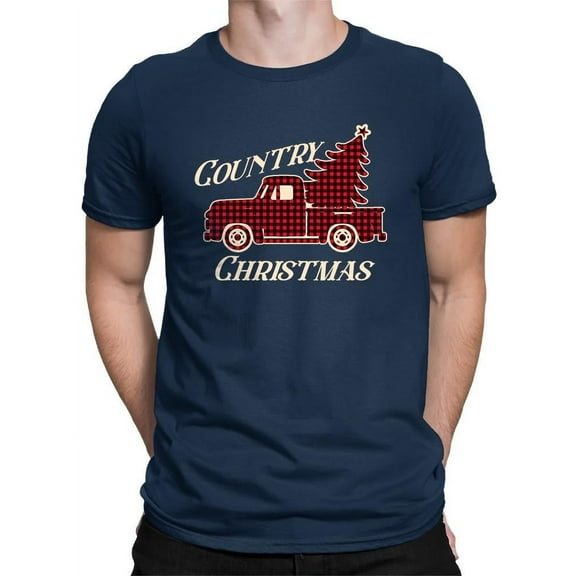 Country Christmas Plaid Truck T-shirt Men's