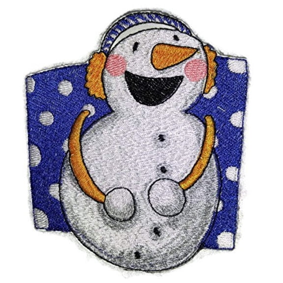 Country Christmas Snowman Embroidered Iron on/Sew patch [4.4" *4.06."]