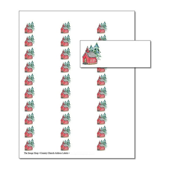 Country Church Address Labels - 1" x 2-5/8" - 30 per Sheet - Total of 150 Labels (oal928)