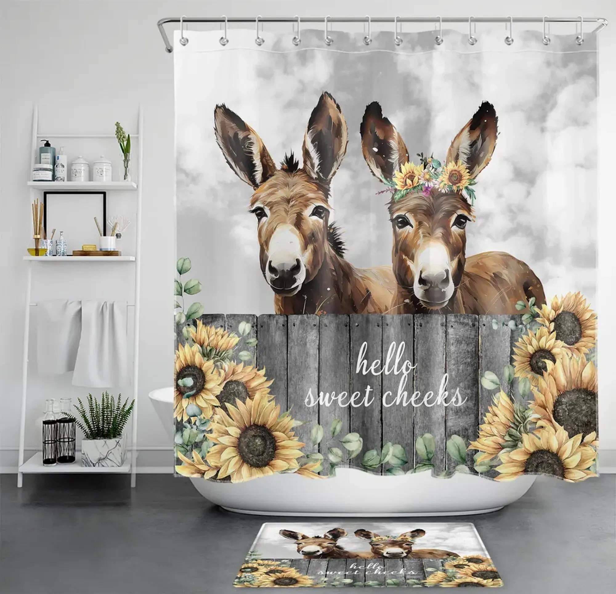 Country Comfort Eucalyptus and Sunflower Shower Curtain Set with
