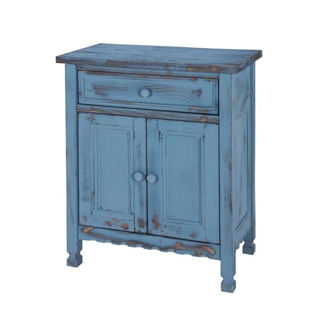 Charming Blue Antique Accent Cabinet with Adjustable Shelving