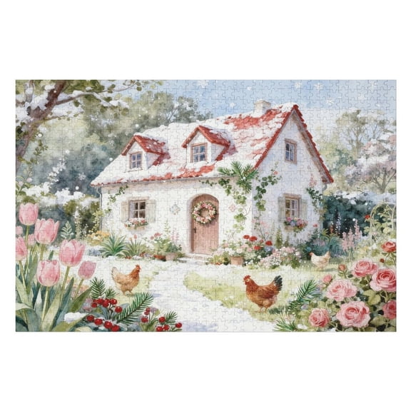 500 Piece Country Cottage Romantic Cozy House Puzzle for Adults – Nature Floral 500 Pieces, Flowers Plant Garden Puzzle