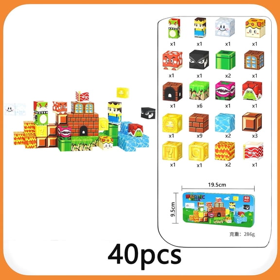Country Cottage Magnetic Blocks 35 PCS, Kids Cube Building Toy, Educational & Creative Travel Set